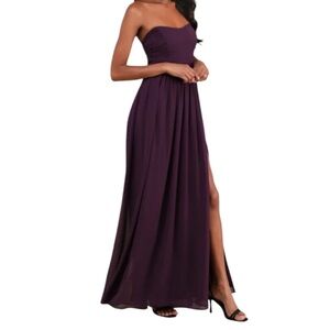 Lulu's Strapless Plum Maxi Dress